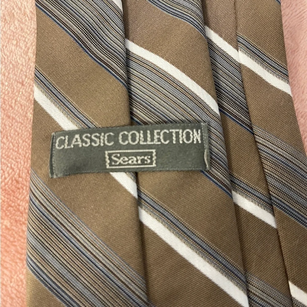 Sears Men's Tie in Brown and Gray Stripes